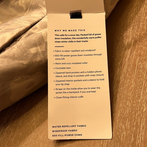 Lululemon Down Jacket in Maple Metamorphosis Light Natural Multi Size 8 - Picture 9 of 14